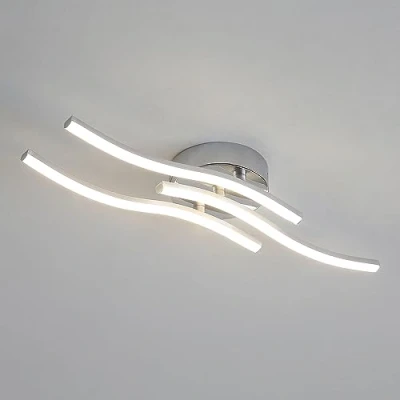Immagine di Comely Plafoniera LED, 18W 2000LM Ondulato Lampadario LED Soffitto in Metallo, Lampada da Luce Neutra 4000K per Sala Pranzo, Soggiorno, Corridoio, Cucina (Argento)