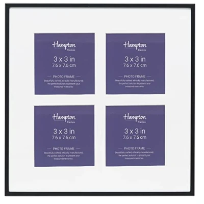 Immagine di Hampton Frames MADRID MAD4AP33B Cornice portafoto in vetro con 4 aperture, 7,6 x cm, colore: Nero