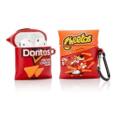 Immagine di Derhom Custodia Protettiva in Silicone per Airpods Apple 1 e 2 [Candy Snack Series][2 Pack] (Doritos/Cheetos)