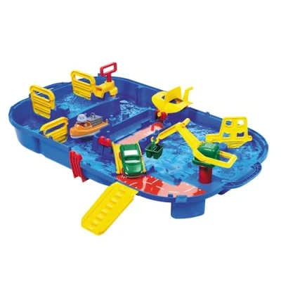Immagine di Aquaplay Lockbox Circuito Acquatico, 8700001516, + 3 Anni, con 27 Pezzi e Playset Incluso 1 Wilma Hippo, Auto Anfibio Barca Portacontainer