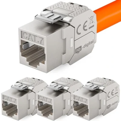 Immagine di hb digital 4x CAT 7 Keystone Modulo RJ 45 Jack Connettore 1000 MHz 10Gbit/s Cavo Internet LSA per Patch Panel Ethernet LAN