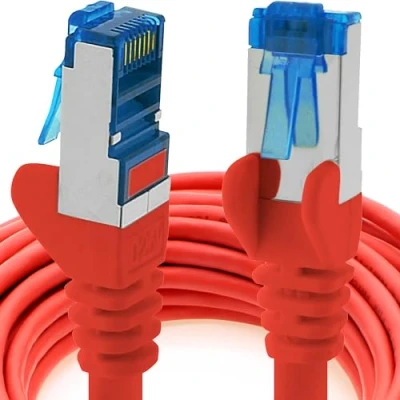 Immagine di 1aTTack.de 0,5m rosso 1 pezzo Rete Cavi Cat6a S FTP CAT 6a doppia schermatura certificato GHMT PIMF 500MHz 10000 Mbit/s