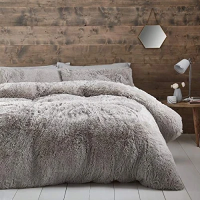 Immagine di Catherine Lansfield Cuddly Copripiumino, Poliestere, Argento, Super King 3 pezzi Set Piumino Letto