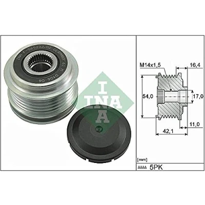 Immagine di INA 535 0286 10 Puleggia Alternatore Attrezzi speciali necessari per montaggio ALFA ROMEO: Giulietta Hatchback, FIAT: 500L, JEEP: Renegade SUV
