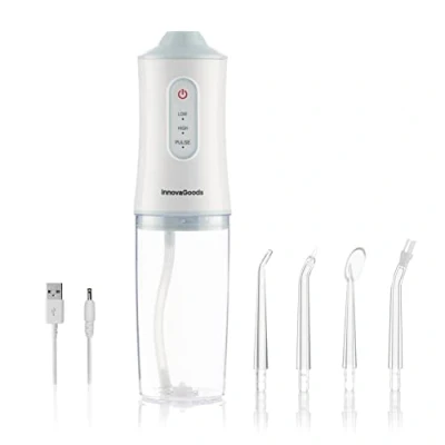 Immagine di InnovaGoods® irrigatore dentale ricaricabile portatile Denter, pulisce i tuoi denti in modo profondo ed efficace, con funzione di dentale, ideale per l&#039;uso domestico.
