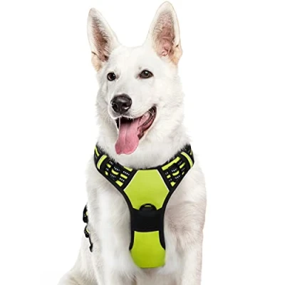 Immagine di Eagloo Pettorina Cane Taglia Grande, ad h, Antifuga Cane, Anti Tiro per Cani con Doppio Gancio, Imbracatura Robusto e Regolabile Addestramento Passeggiate, XL, Verde