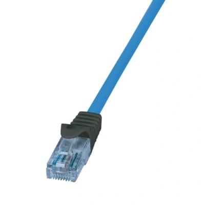 Immagine di LogiLink CPP002 RJ45 cavo di rete, patch CAT 6A U/UTP 2 m Blu Ritardante fiamma, Privo alogeni, con guaina antipiega, protezione, contatti