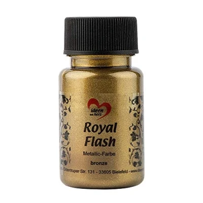 Immagine di ideen mit herz Colore acrilico metallico Royal Flash con riflessi metallici e particelle glitterati fini Vernice brillante metallizzata per gagliette 50 ml (bronzo/oro)
