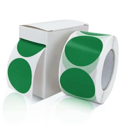 Immagine di Adesivi Rotondi 38 Mm Verde Autoadesivi in Rotolo Piccoli Punti Etichette Codici Colore Cerchi Rimovibili Resistenti Alle Intemperie Con Dispenser Scatola 500 Pezzi