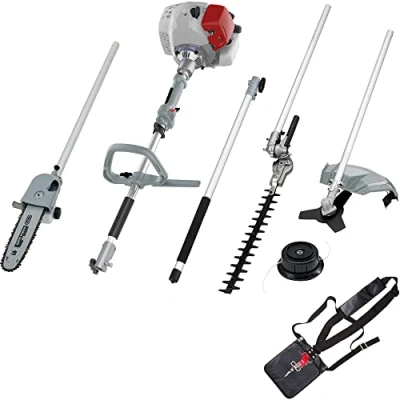 Immagine di IKRA utensile multifunzione a scoppio 4in1 IBKH 33 1: decespugliatore, tagliabordi, potatore, tagliasiepi telescopico incl. prolunga