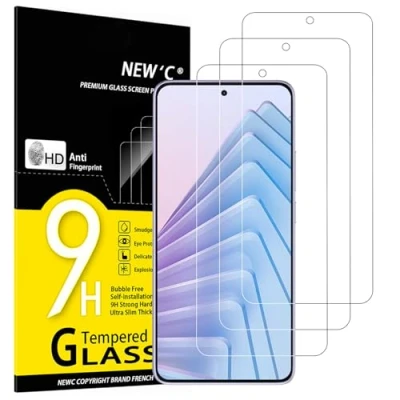 Immagine di NEW&#039;C 3 Pezzi, Vetro Temperato per Xiaomi Redmi Note 14 5G, Pellicola Prottetiva Anti Graffio, Impronte, Senza Bolle, Durezza 9H, 0,33mm Ultra Trasparente, Resistente