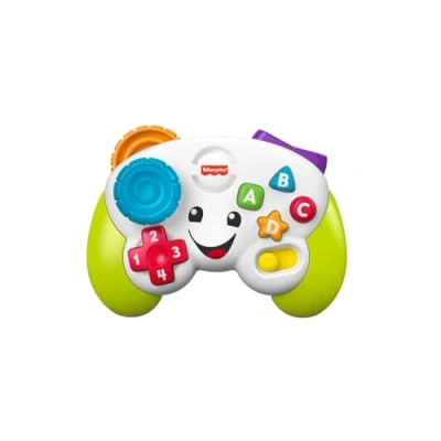 Immagine di Fisher Price Controller Gioca &amp; Impara, con due modalità &quot;videogioco&quot; e tanti pulsanti luci suoni per imparare numeri lettere, edizione multilingue, giocattolo bambini, 6+ mesi, JFD13