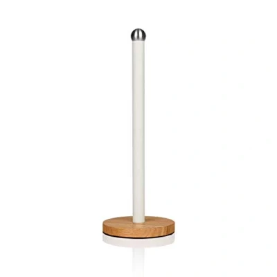 Immagine di Swan Nordic Portarotolo da Cucina, Portas Ciugamani Verticale, Albero in Acciaio al Carbonio, Base bambù, Stabile e Robusto, Design Moderno, Bianco, Taglia Unica