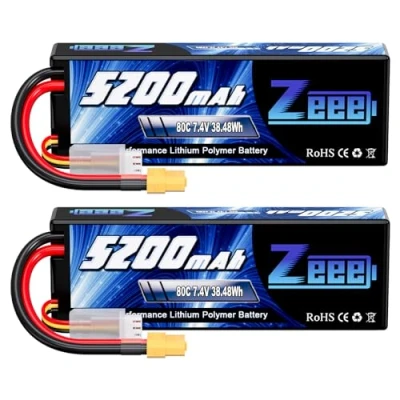 Immagine di Zeee 2S lipo 7,4V 5200mAh 80C litio batteria RC Hard Case, con connectore XT60 spina, per Evader BX Veicolo Auto LKW Truggy Nave Modells Hobby (2 Batteria)