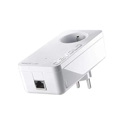 Immagine di Devolo Magic 1 LAN Adattatore CPL ultra puissant fino a 1200 Mbits/S, con presa di corrente integrata, Bianco (versione francese)