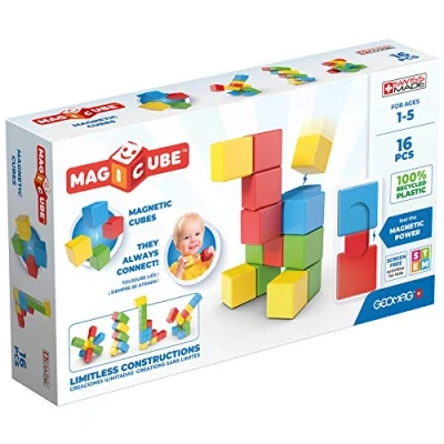 Immagine di Geomag Magicube 1+ Full Colour Magnetic Cubes for Kids 4 Colours 16 Blocks 100 Percent Recycled Plastic