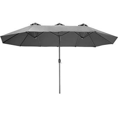 Immagine di TecTake® Ombrellone da Giardino Doppio con Albero di Sostegno e 3 Tettucci, Esterno Idrorepellente, Resistente ai Raggi UV, al Vento, Ripiegabile Grigio