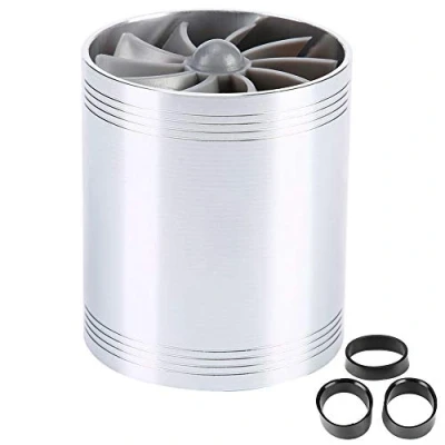 Immagine di KIMISS Car Air Turbonator Doppio ventilatore Turbine Compressore Gas Risparmio carburante Turbo Super Caricatore (Argento)