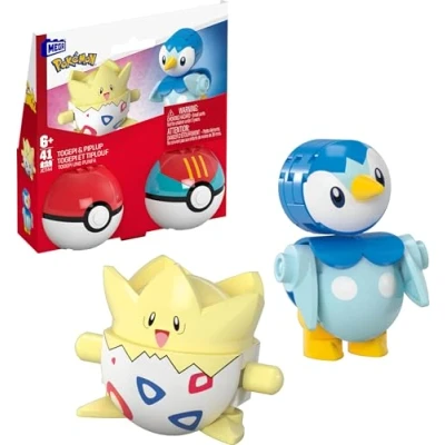 Immagine di MEGA Pokémon 2 Poké Balls con Togepi e Piplup, set da costruire 41 pezzi, include le action figures dei due personaggi Pokémon, giocattolo per bambini, 6+ anni, JCT44