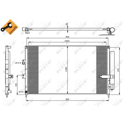 Immagine di NRF EASY FIT 35865 Condensatore con essiccatore, anello tenuta 15,5 10,1 Alluminio 623 HONDA: CIVIC 8