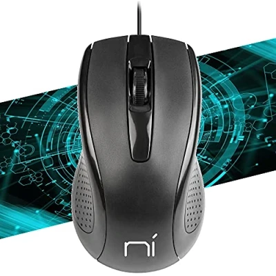 Immagine di NONSOLOINFORMATICA NI Mouse con filo usb ergonomico da 1,2 mt, Compatibile Windows 10/8/7/XP/Vista, per PC Mac, Nero
