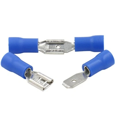 Immagine di Heschen Terminali per cavi isolati in vinile, FDD+MDD2 187, 4,8 x 0,5 mm, 1,5 2,5mm² (16 14 AWG), Blu, confezione da 100 pezzi