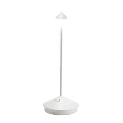 Immagine di Zafferano, Lampada Pina, da Tavolo Ricaricabile e Senza Fili con Controllo Touch, Utilizzabile anche come Esterni, Dimmer, 2200 3000 K, Altezza 29 cm, Colore Bianco Opaco