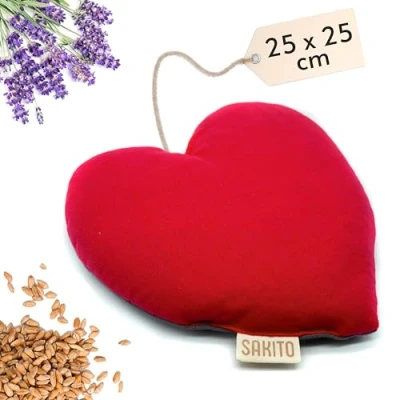 Immagine di Borsa Termica Microonde Semini Riscaldanti (25x25 cm) Cuscino Termico Riscaldabile Riscaldante Scaldino con Semi di Grano e Lavanda (Rosso)