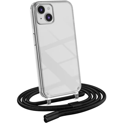 Immagine di MyGadget Cover per iPhone 13 Custodia con Corda Case Cordino Trasparente Antiurto Laccio Tracolla Practical Stylish Nero