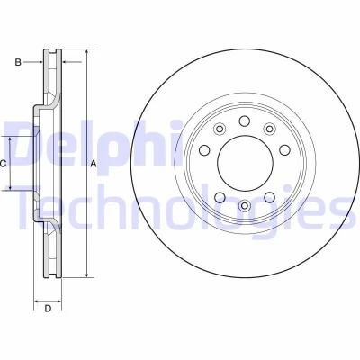 Immagine di DELPHI BG4806C Disco freno 294 22 5 ventilato rivestito non trattato senza cuscinetto ruota, anello sensore ABS CITROËN: Spacetourer