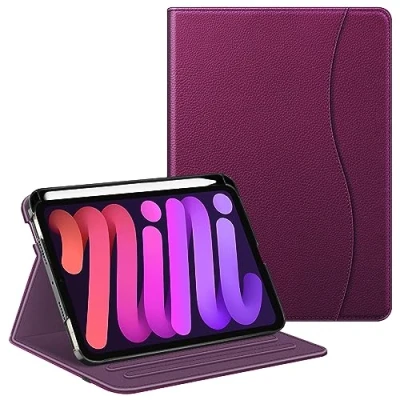 Immagine di FINTIE Custodia per iPad Mini 7ª Gen 2024 (A17 Pro) / 6ª 2021 8,3&quot; con Pencil Holder [Multi angli] Folio Pieghevole Cover Protettiva Case Auto Sveglia/Sonno, Viola