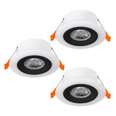 Immagine di Eglo Calonge Set di 3 faretti a LED da incasso, punto luce con plafoniera rotonda, illuminazione per controsoffitto, faretto soffitto in plastica, bianco e nero, diametro 7 cm
