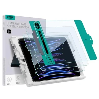 Immagine di ESR 2 Pezzi Pellicola Protettiva per iPad Pro 11&quot; (2022/2021/2020/2018) e Air 5/4 10.9&quot; (2022/2020), Vetro Temperato, Protezione Lo Schermo con Supporto l’applicazione, Nitidezza HD