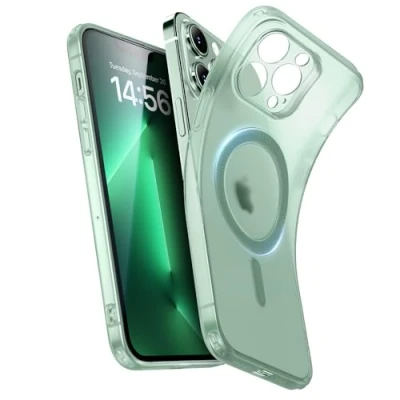 Immagine di ESR Cover per iPhone 13 Pro Max, Custodia in Silicone Trasparente con MagSafe, Sottile Antiurto, Telefono TPU Anti Ingiallimento, Serie Zero, Verde
