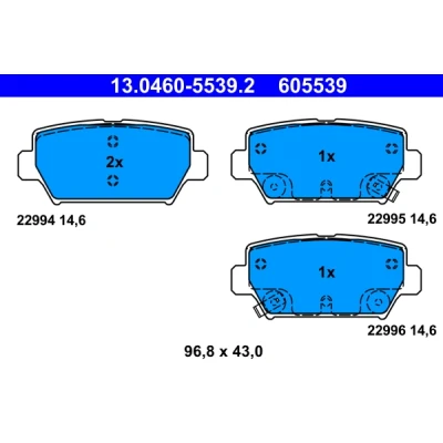 Immagine di ATE 13.0460 5539.2 Kit pastiglie freno con segnalatore acustico usura MITSUBISHI: Eclipse Cross