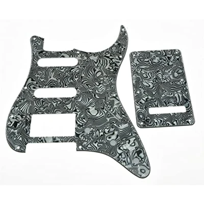 Immagine di Dopro Strat HSS Chitarra Pickguard ST Piastra Posteriore Tremolo Cover per USA/Messicano Fender Nero Bianco Shell