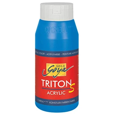 Immagine di KREUL 17307 Solo Goya Triton S vernice acrilica blu primario, flacone da 750 ml, asciugatura rapida con effetto lucido, a base d&#039;acqua, qualità studio, buona copertura e alta resa.