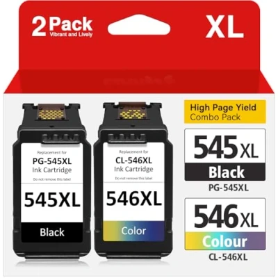 Immagine di 545XL 546XL Sostituzione per Cartucce Canon 545 546 XL, PG CL d&#039;inchiostro Pixma MX495 MX490 iP2850 iP2840 MG2450 MG2550 MG2550S TS3150 TR4550(1 Nero, 1 Tri colore)