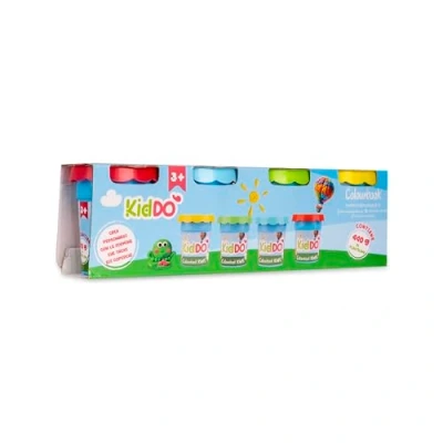 Immagine di Colourbook KidDO&#039; Set vasetti Plastilina Colorata, Coperchio con Formine, (4 da 110g)