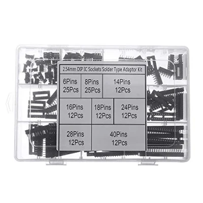 Immagine di DollaTek 122pcs DIP IC Socket Adapter Tipo di saldatura Presa Kit 6/8/14/16/18/24/28/40 Pin