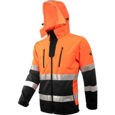 Immagine di ACE Neon giacca ad alta visibilità robusta softshell con catarifrangenti e cappuccio staccabile EN ISO 20471 Aranzione XL