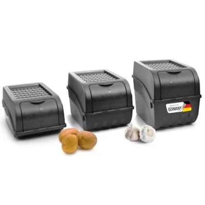 Immagine di Novaliv Set di contenitori per patate 3,5 l + 5 9 grigio antracite scatole verdure impilabili cipolle, patate, frutta e