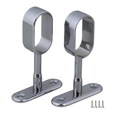 Immagine di Bqlzr 16 mm argento in lega di zinco cromato ovale armadio asta medio staffa supporto per appendere pass, confezione da 2
