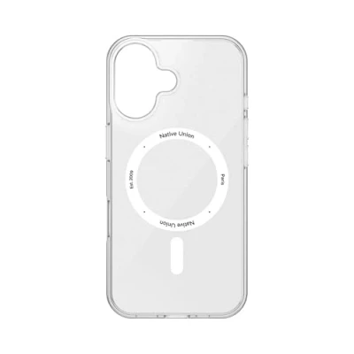 Immagine di Native Union (Re)Clear Case Custodia trasparente anti ingiallimento Compatibile con MagSafe, magneti integrati Materiali riciclati Protezione antincendio di grado militare per cadute su iPhone 16