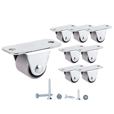 Immagine di (Confezione da 8) Ruote 16 mm Rotelle in gomma con movimento morbido piastra metallica viti Set piccolo per mobili 25 kg