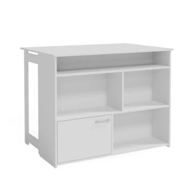 Immagine di Vicco Tavolo Bar Alto Dominic, Bianco, 116 x 37 cm 4X Scomparti Aperti e 1x Porta
