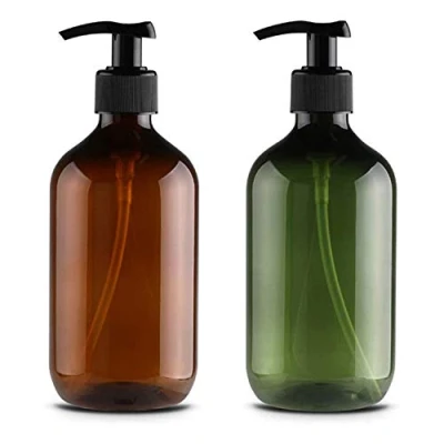Immagine di 2 bottiglie vuote con pompa a pressione, 500 ml, ricaricabili, per salse, dispenser di sapone liquido in plastica, contenitore ricaricabile cucinare oli essenziali, lozioni
