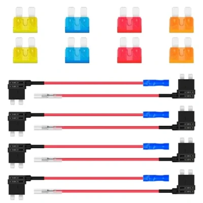 Immagine di ALFFREUDE 8 Pezzi Standard Rubacorrente Fusibile A Lama 12V Piccolo Dimensioni Fusibili Tap Auto Add Circuit per Camion Barche 5A 10A 15A 20A
