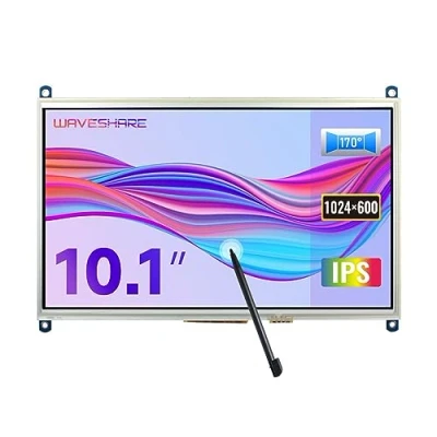 Immagine di Waveshare Raspberry Pi 10.1 inch Display 1024x600 Resolution Resistive Touchscreen HDMI LCD (H) IPS Monitor Direct Pluggable for 4B/3B+/3A+/3B/2B/1B+/1A+,Support Windows (No Touch)
