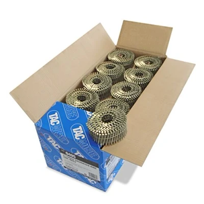 Immagine di TACWISE 0495 Chiodi Galvanizzati in Bobina Piatta Tipo 2,1/50 mm, Punta a Diamante, Annellati e Inclinati di 16, Fascicolati con fil ferro, Confezione da 14.400
